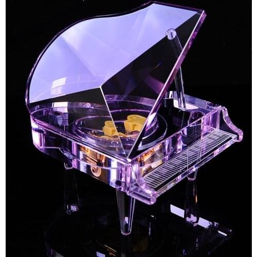 Handmade Crystal Piano Hand Cranked Clockwork Type Music Boxes Valentines Day Gifts Home Decor Wedding Party Supplies