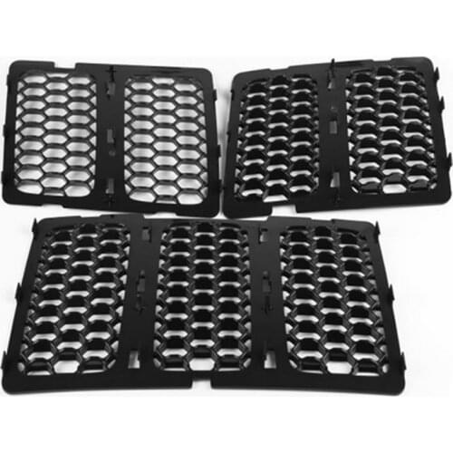 Replacement 3PCS Black Insert Honeycomb Front Mesh Grille Grill Accessories For Jeep Grand Cherokee 2014 2015 Free Shipping