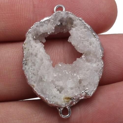 100% Natural Stone Pendant Irregular Shape Double Hole Connectors for Women Jewelry Making DIY Bracelet Necklace