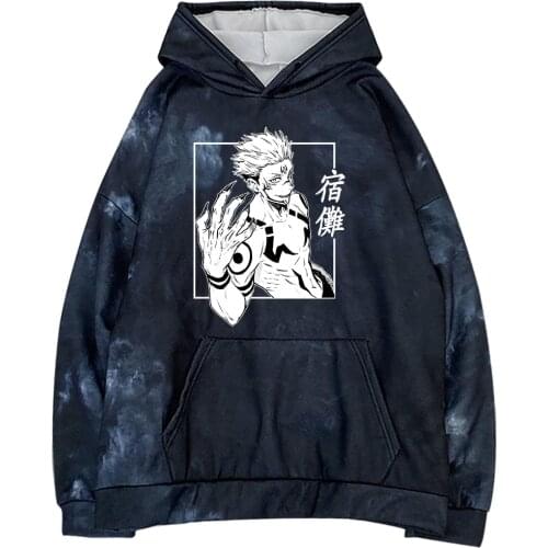 Jujutsu Kaisen Hoodies Men Women Anime Sukuna Graphic Tie Dye Hoodie Hoodies Pullover