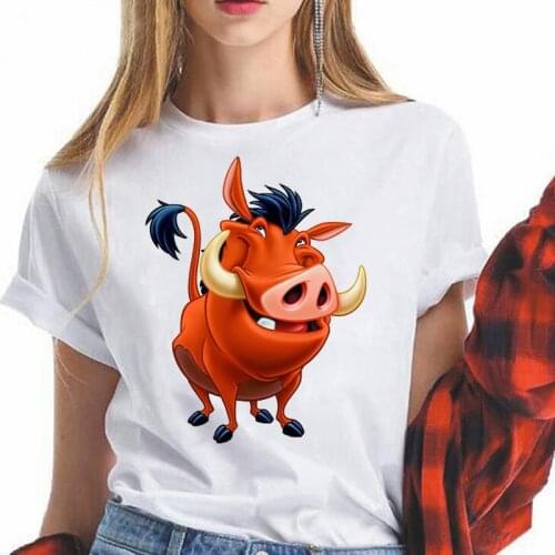 Disney Streetwear Tops Womens T-shirt Loose short sleeves The Lion King Print T-shirt Summer New Oversize Loose Casual Women