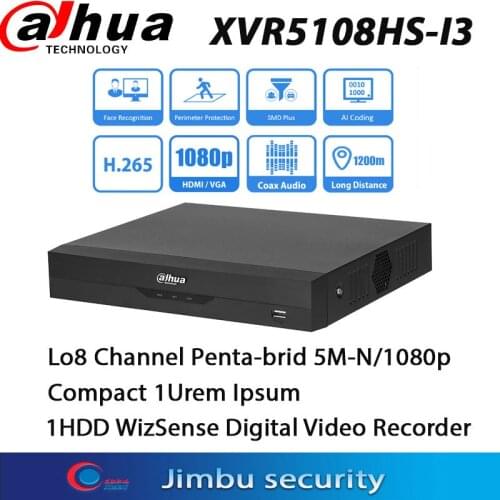 Dahua XVR DVR 8 Channel Digital Video Recorder XVR5108HS-I3 Penta-brid 5M-N/1080p Compact 1U 1HDD H.265+ Perimeter Protection