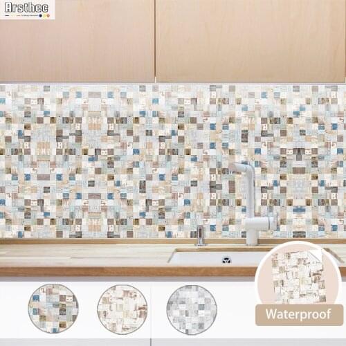 Vinyl Wood Grain Tile Wallpaper For Kitchen Cupboard Bathroom Toilet Waterproof Stickers High Temperature Resistant PVC Decor