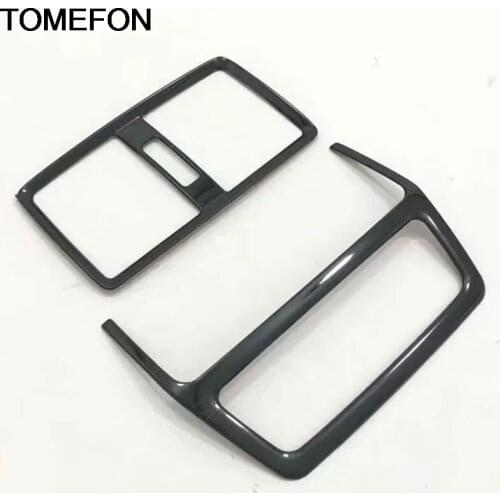 TOMEFON For Skoda Karoq 2017 2018 2019 Rear Armrest Air Condition AC Vent Outlet Cover Trim Interior Accessories Stainless Steel