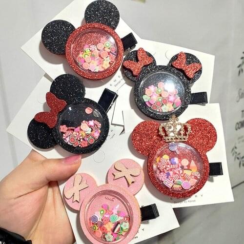 Toddler Girls Hairpin Cute Cartoon Mouse Ear Bowknot Baby Hair Accessories Children Kids Hair Clip Girls Barrett Headwear