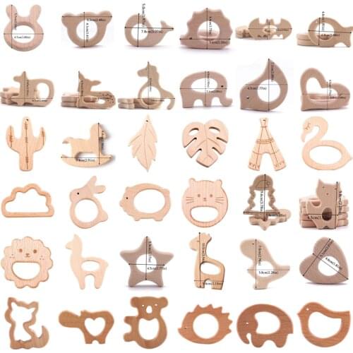 1pc Baby Teether Wooden Animal Pacifier Pendants BPA Free Beech Koala Rodent Baby Gym Accessories Teeth Pendant ChildrenS Goods