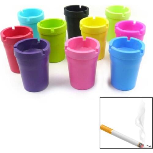 1PC Portable Mini Ashtray Cigarette Cup Car Butt Bucket Smoke Ash Holder Candy Color Tobacciana Ashtrays For Car