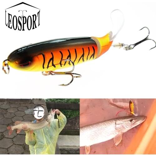 LEOSPORT Whopper Popper 9cm 13g Topwater Fishing Lure Artificial Hard Bait 3D Eyes Plopper Soft Rotating Tail Fishing Tackle