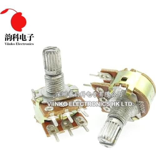 100pcs WH148 B1K B2K B5K B10K B20K B50K B100K B500K 6Pin 15mm Shaft Amplifier Dual Stereo Potentiometer 1K 2K 5K 10K 50K 100K 1M