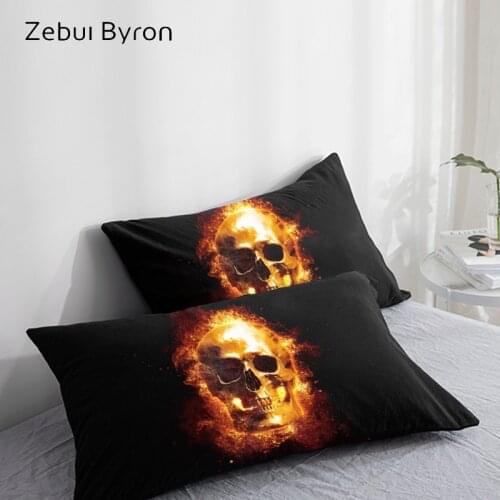 3D HD Pillow Case Pillowcase Custom/50x70/50x75/50x80/70x70,Decorative Pillow Cover,skull in flames Bedding pillowcases