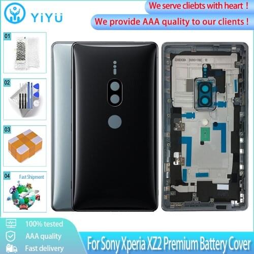 5.8" Original Metal Housing For Sony Xperia XZ2 Premium H8166 Back Battery Cover Rear Door case With Camera Lens Repair parts