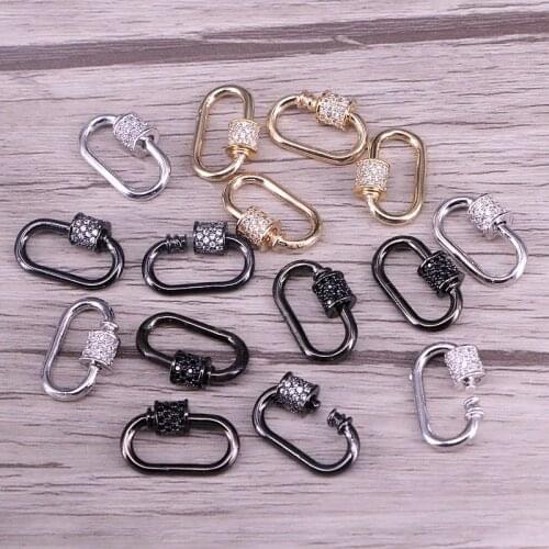 5PCS, Small Oval Jewelry Clasps Copper Connector Lock Carabiner Micro Pave CZ For DIY Jewelry Findings