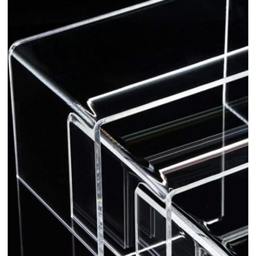 Acrylic Display Risers 3 Size Steps Acrylic Display Stand Anti-Corrosion Clear Showcase Display Shelf for Figure Collection T84A