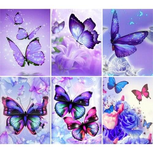 KAMY YI Animal Purple Butterfly Diamond Painting Cross Stitch 5D Diy Embroidery Full of Diamond Mosaic Home Decoration