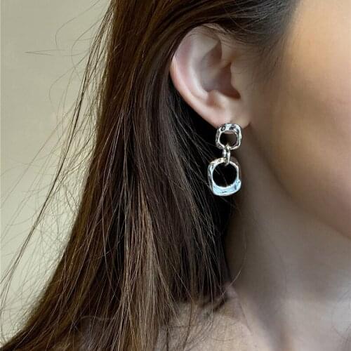 Besimpol Real 925 Sterling Silver Stud Earrings High Sense Metal Feeling Geometric Earrings For Women Simple Fine Jewelry Gifts