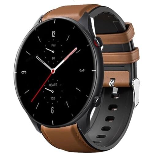 Leather+Silicone Bracelet For Amazfit GTR 47mm Wrist Strap For Xiaomi Amazfit Pace / Stratos 1 2 3 / GTR2 / GTR 2e Watchband