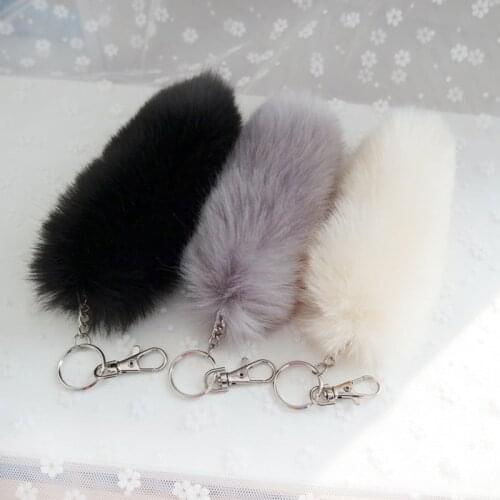 Fox Tail Keychain Fluffy Faux Rabbit Fur Plush Key Chain Large Wolf Tail Hair Hanging Fur Bag Jewelry Pom Pom Plush Keychain