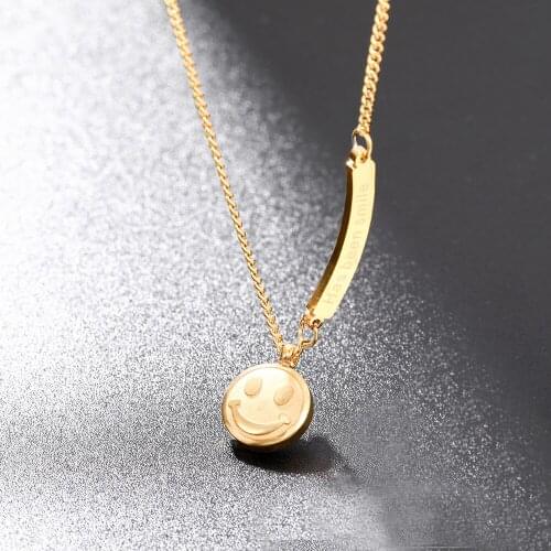 Stainless Steel Smile Face Necklace Pendant for Women Chain Choker Jewelry