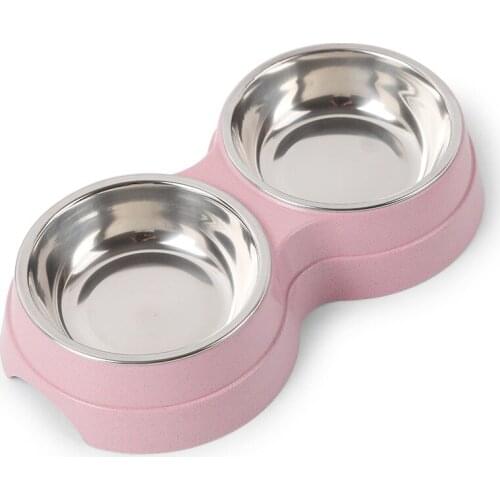 Double Pet Bowls Dog Food Water Feeder Stainless Steel Pet Drinking Dish Feeder Cat Puppy Feeding Supplies Small Dog Accessories