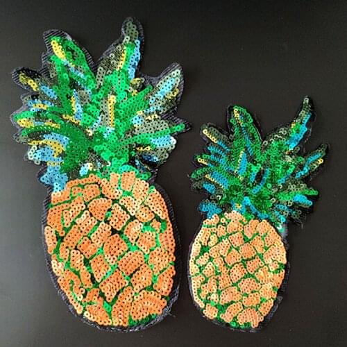 T shirt Women fruit patch sequins 28cm pineapple deal with it biker patches for clothing stickers 3d t shirt mens free shipping