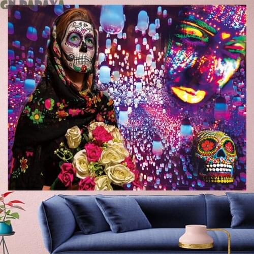 Halloween art Tapestry hippie Wall Hanging personality Pop style building goblen Home Decor Art Farmhouse Wall Carpet wall towel