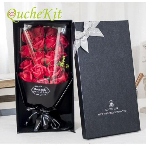 Artificial Rose Bouquet With Box Scented Soap Flowers Girlfriend Valentines Day Gift Anniversary Flower Set Soap Rose Flowers