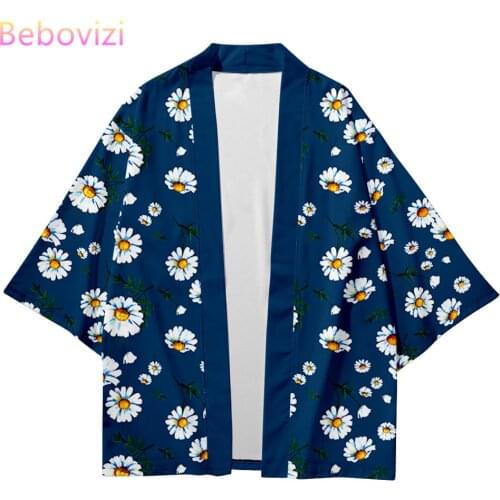 Plus Size XXS-6XL Blue Daisy Loose Beach Japanese Streetwear Cardigan Women Men Harajuku Haori Kimono Cosplay Yukata Clothes