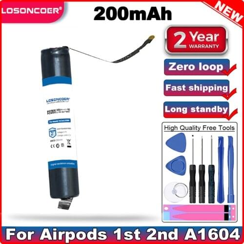 LOSONCOER 200mAh GOKY93mWhA1604 Battery For airpods 1st 2nd A1604 A1523 A1722 A2032 A2031 air pods 1 air pods 2 Batteries