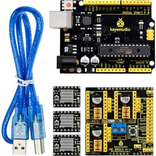 Keyestudio CNC KIT for Arduino Engraving Machine Shield V2+V4.0 Board (Chip is CP2101)+3xA4988 GRBL compatible