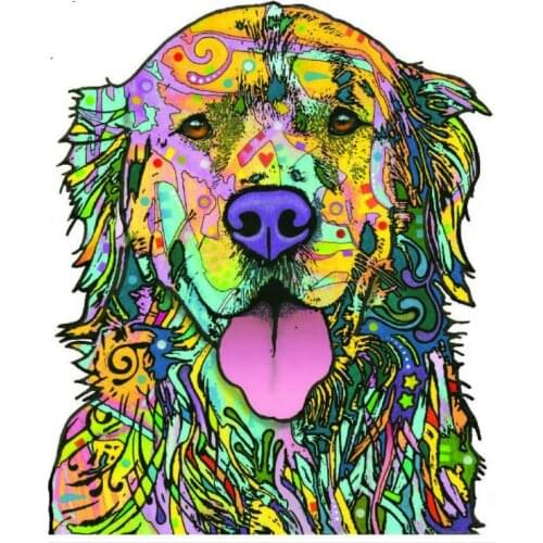 Lovely Golden Retriever Car Sticker Automobiles Motorcycles Laptop Fridge Decoration Painting Art PVC Decal,14cm*12cm
