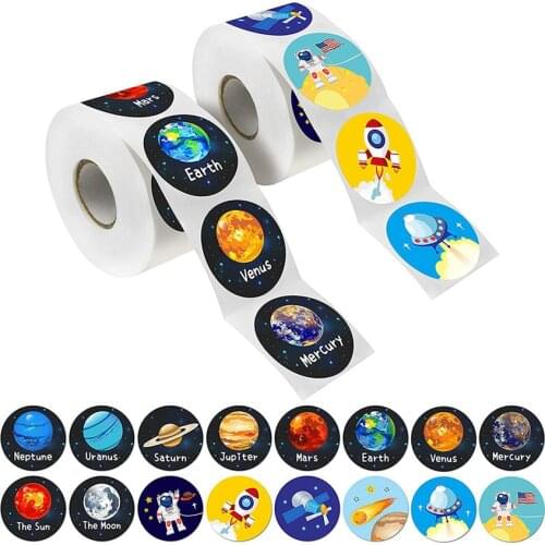 500pcs 1.5inch Children toys Space Planet Stickers roll school teacher Reward student stickers Scrapbooking stationery Decor