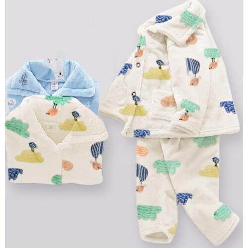 12Months-8Years Cartoon print Toddler Baby Boys Girls Cartoon Keep Warm Pajamas Flannel Nightwear Sleepwear pijama among us M4