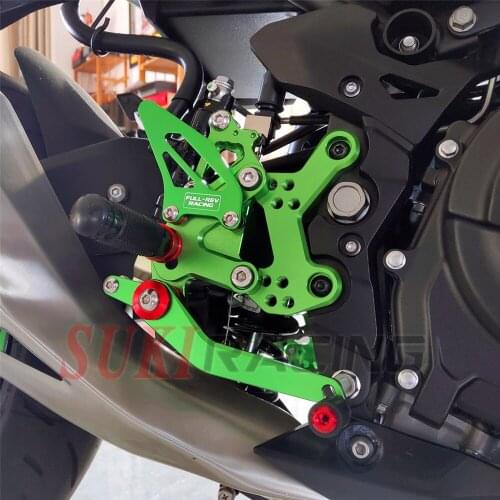 CNC Aluminum Alloy Footrests For KAWASAKI NINJA400 2018 Green Adjustable Foot Pegs Rider Foot Rest Rearset Pedal