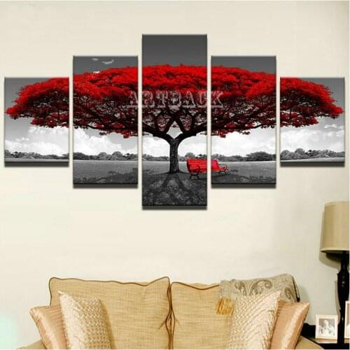 Full square / round 5d diamond painting tree five spell combination painting 3D embroidery living room decoration landscape