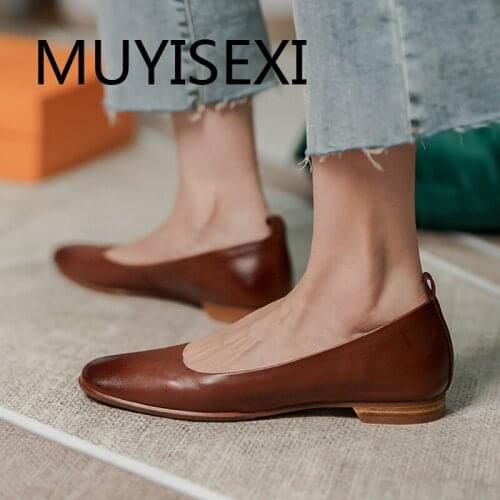 Arrival Limited customization natural leather square toe 1.5cm low heels slip on elegant classic cozy lady pumps MUC04 MUYISEXI