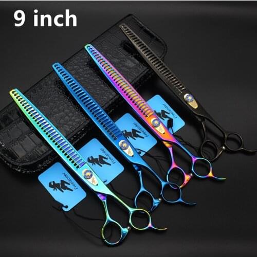 Freelander 9 inch Professional High Quality 4 Colors 440c Pet Fishbone / Chunker Teeth Thinning Shears Scissors Out of Thin