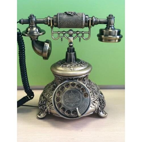 Black Wired Telephone Turntable for Old Fashioned Telephone dial-up Telephone with household Function