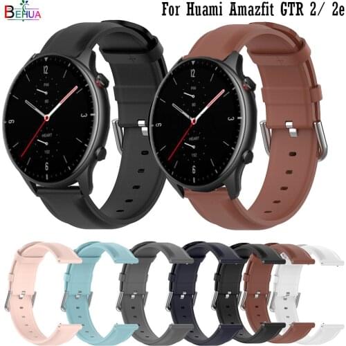 22MM Leather Strap Watchband For Huami Amazfit GTR 2 /2e / GTR 47mm / Stratos 3 2 2s Smart Wristband Quick Releas Bracelet Band