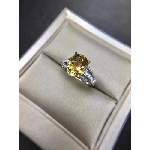 Natural And Real Yellow Citrine Ring 925 Sterling Silver Ring for Women Wedding Ring