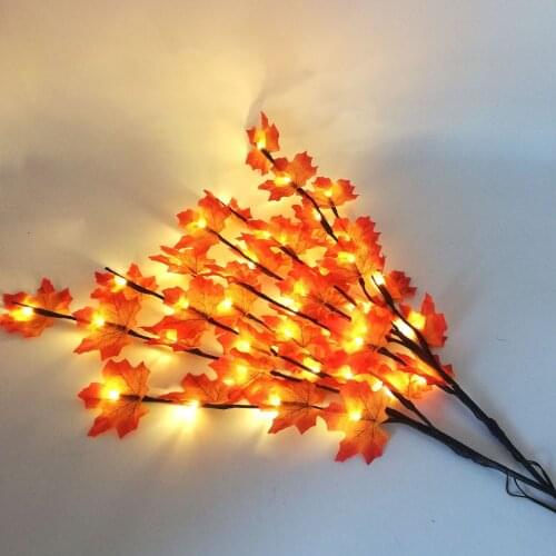 LED Maple Leaf Willow Branch Light String Battery Power Fairy Garland Vase Lamp Indoor Decorative For Thanksgiving Party Xmas