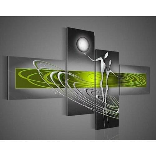 Green And Black White Dancer Abstract figure oil painting modern Hand painted oil painting Canvas Wall decor