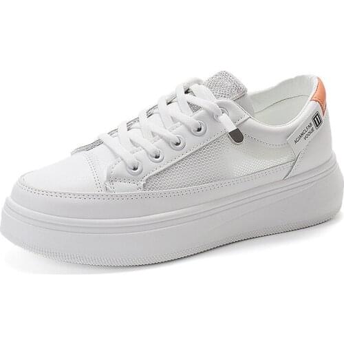 New Summer Womens Shoes Net Surface Net Cloth Breathable Leisure Board Shoes Girl Thick Bottom All-match Small White Shoes