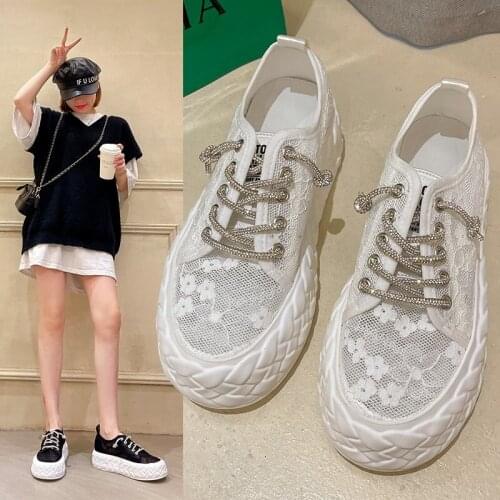 Thick-Soled Increased Height And Low-Top Womens Shoes Spring And Summer New Fashion All-Match Mesh Breathable Casual Shoes