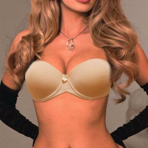 Vgplay Women Bra Strapless Non-slip Push Up Solid Lingerie Transparent Band Straps Underwear Plus Size For Big Breast Women