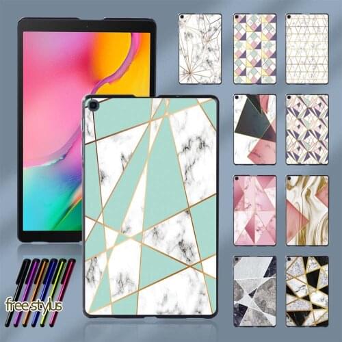 Geometry Pattern Tablet Hard Shell for Samsung Galaxy Tab A 8.0 (2019) T290 T295 Slim Durable Protective Shell Case +Free Stylus