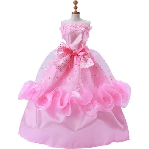 1 PC Pink Floral Doll Dresses With Bowknot Dolls Clothes For Barbie Outfit Dancing Costumes For 1/6 BJD Dolls Kids & Baby Toys