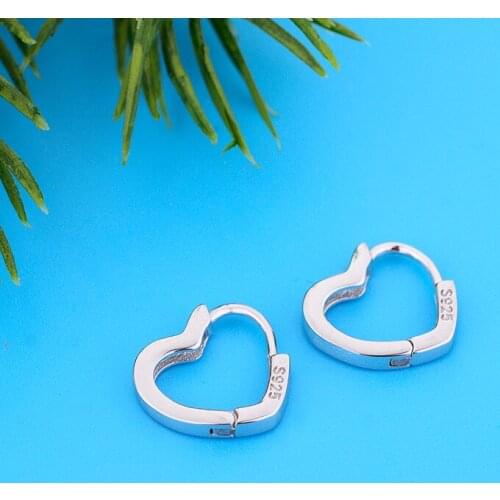 100% Genuine 925 Silver Simple Gold Color Heart Shape Huggie Piercing Hoop Earring Brinco Women Oorbellen Pendientes NEW 2020