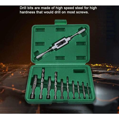 11pcs Broken Screw Drill Bits and Extractor Set HHS Drill Bit Damaged Screw Extractor Bolts Fastners Taken Out Removal Tool