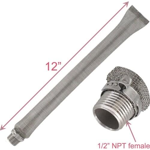 12" Stainless Steel Bazooka Screen 1/2'' NPT For Homebrew Beer Kettle or Mash Tun/mesh Filter