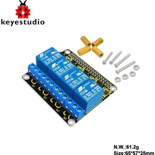 Keyestudio RPI 4channel-Relay 5V Shield for Raspberry Pi/ CE certification